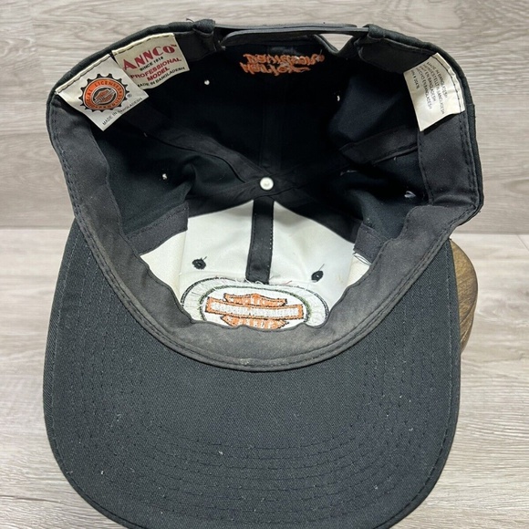 Harley Davidson Logo Ride Like The Wind American Needle Black Hat Cap Vintage - Picture 6 of 12